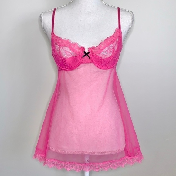 Victoria’s Secret Barbie Pink Mesh Babydoll - Picture 1 of 4